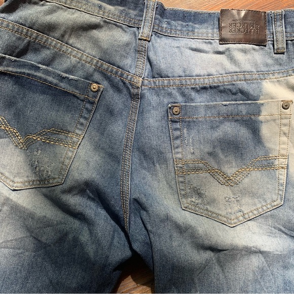 Bleecker & Mercer Mens Blue Distressed Destroyed Jean Shorts Size 34 W Hip Hop - Picture 14 of 14